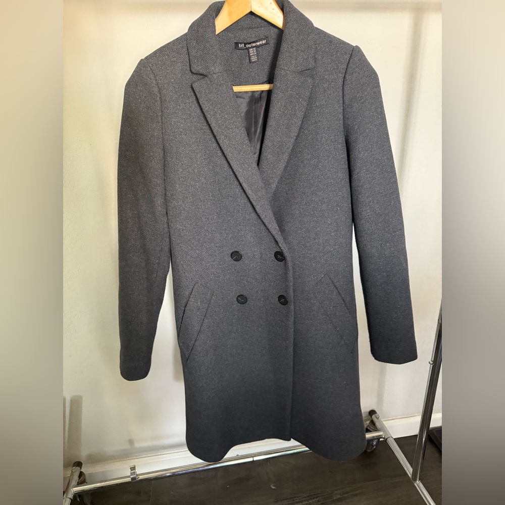 trf outwear Woman’s Gray Double-Breasted Trench Coat